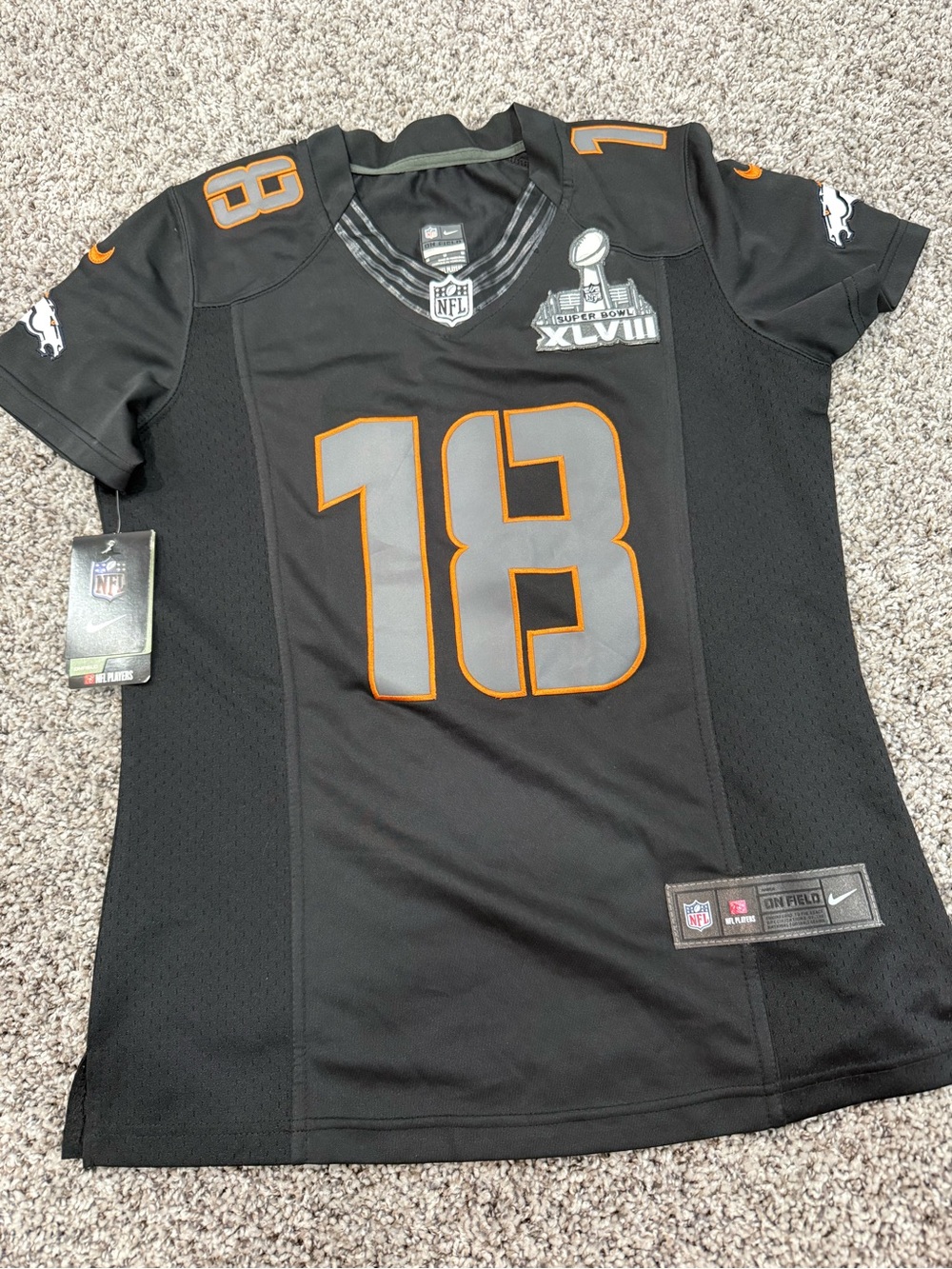 NFL Women’s Black Jersey with Orange Trim - #18